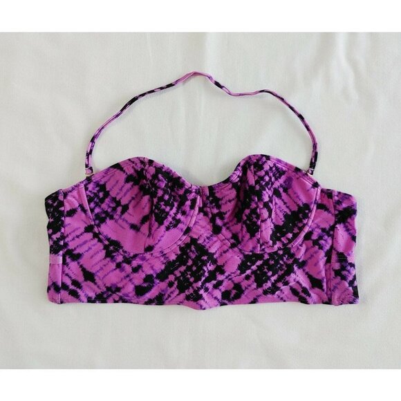 Mudd Women's Bathing Suit Top Size XL Pink Purple Tie Dye Underwire Halter Strap - Picture 1 of 4